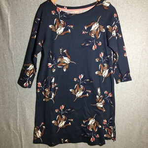 Womens Joules Dress Pockets Navy Blue Floral Sweater Dress Casual Flattering